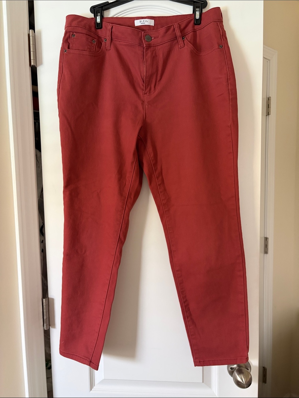 Red Cropped Slim Jeans for Women
